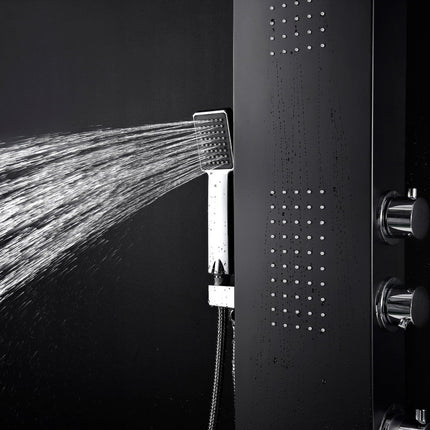 ANZZI Level Series 66 in. Full Body Shower Panel System with Heavy Rain Shower and Spray Wand in Black SP-AZ056 Anzzi