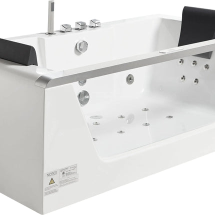 EAGO AM196ETL 6 ft Clear Rectangular Acrylic Whirlpool Bathtub for Two