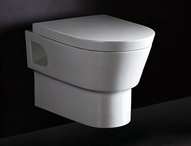 EAGO WD332 Round Modern Wall Mount Dual Flush Toilet Bowl EAGO