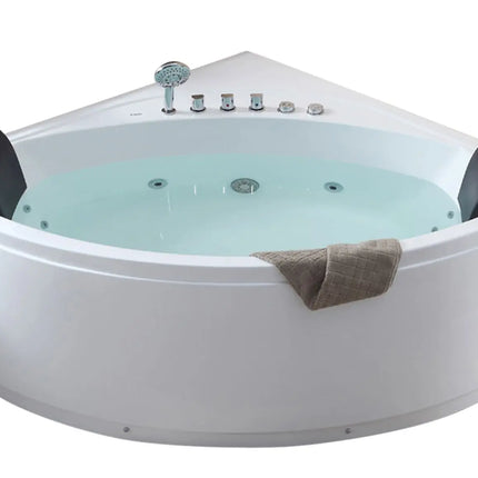 EAGO AM200  5' Rounded Modern Double Seat Corner Whirlpool Bath Tub with Fixtures