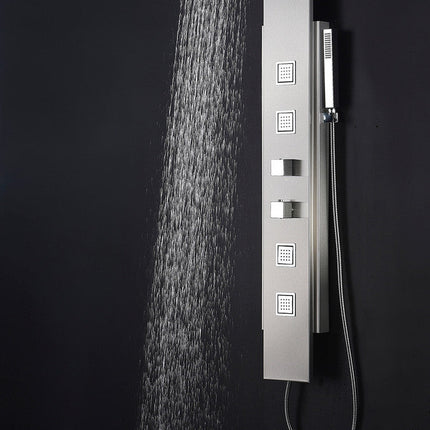 ANZZI Visor 60 in. Full Body Shower Panel with Heavy Rain Shower and Spray Wand in Brushed Steel SP-AZ035 Anzzi
