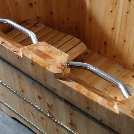 ALFI brand AB1130 65" 2 Person Free Standing Cedar Wooden Bathtub with Fixtures & Headrests ALFI brand