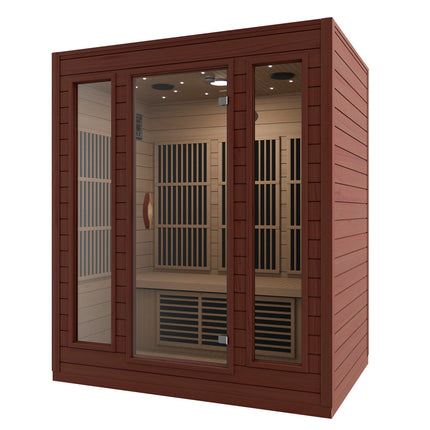 SteamSpa Curacao 3-Person Carbon FAR Infrared Hemlock Wooden Indoor Home Sauna Room with LED Touch Control Panel SteamSpa