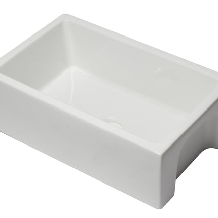 ALFI brand AB3018HS-W 30 inch White Reversible Smooth / Fluted Single Bowl Fireclay Farm Sink Alfi Brand