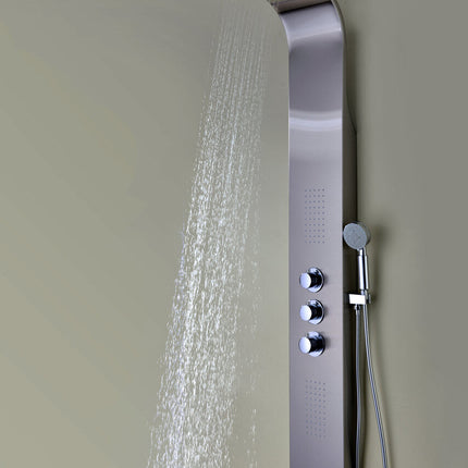 ANZZI Arc 64 in. 2-Jetted Shower Panel with Heavy Rain Shower and Spray Wand in Brushed Stainless Steel SP-AZ024 Anzzi