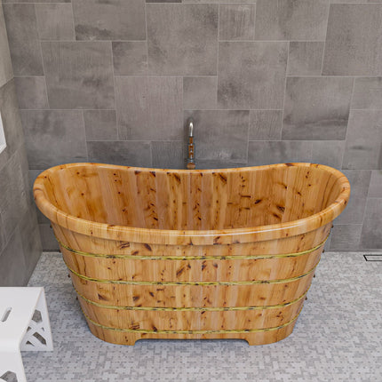 ALFI brand AB1105 63" Free Standing Cedar Wooden Bathtub ALFI brand