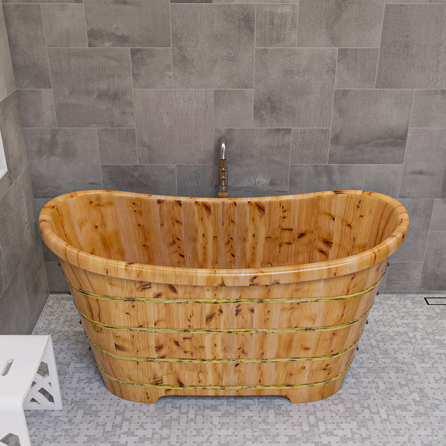 ALFI brand AB1105 63" Free Standing Cedar Wooden Bathtub ALFI brand