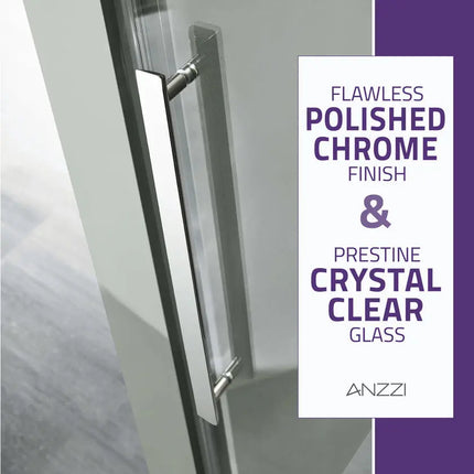 Anzzi 48 in. x 76 in. Frameless Sliding Shower Door with Handle in Chrome SD-FRLS05901CH Anzzi