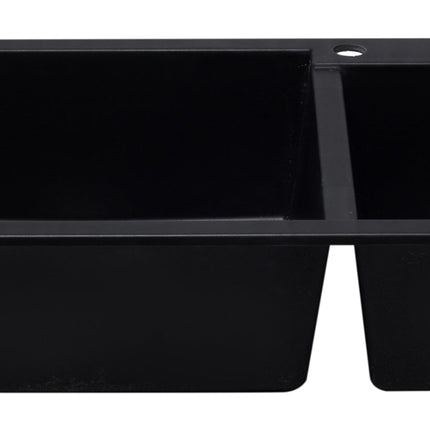 ALFI brand AB3319DI-BLA Black 34" Double Bowl Drop In Granite Composite Kitchen Sink Alfi Brand