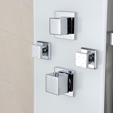 ANZZI Rhaus 60 in. 6-Jetted Full Body Shower Panel with Heavy Rain Shower and Spray Wand in White SP-AZ029 Anzzi