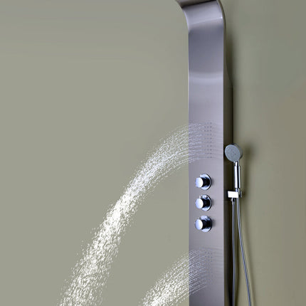 ANZZI Arc 64 in. 2-Jetted Shower Panel with Heavy Rain Shower and Spray Wand in Brushed Stainless Steel SP-AZ024 Anzzi