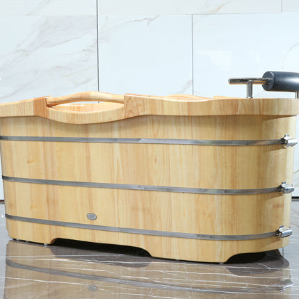 ALFI brand AB1163 61" Free Standing Wooden Bathtub with Cushion Headrest ALFI brand