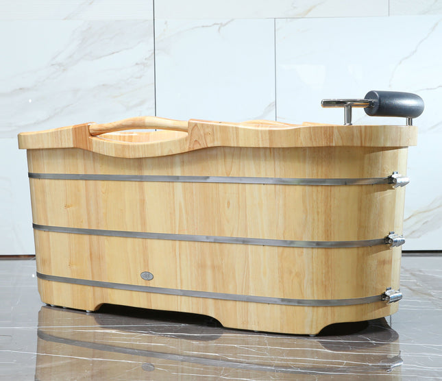 ALFI brand AB1163 61" Free Standing Wooden Bathtub with Cushion Headrest ALFI brand