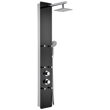 ANZZI Melody 59 in. 6-Jetted Shower Panel with Heavy Rain Shower and Spray Wand in Black Deco-Glass SP-AZ018 Anzzi