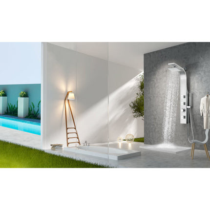 ANZZI Silent 40" Full Body Shower Panel with Heavy Rain Shower And Spray Wand In Brushed Steel - SP-AZ8106 Anzzi