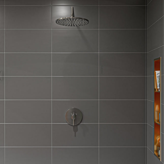ALFI brand LED12R-BN 12 Inch Round Multi Color LED Rain Shower Head Alfi Brand