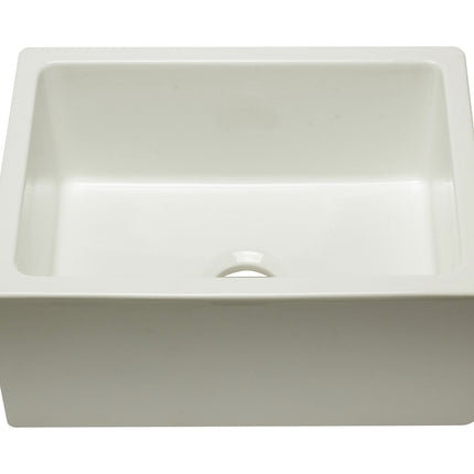 ALFI brand AB2418HS-B 24 inch Biscuit Reversible Smooth / Fluted Single Bowl Fireclay Farm Sink Alfi Brand