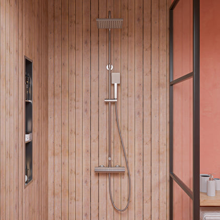 ALFI brand AB2862-BN Brushed Nickel Square Style Thermostatic Exposed Shower Set Alfi Brand