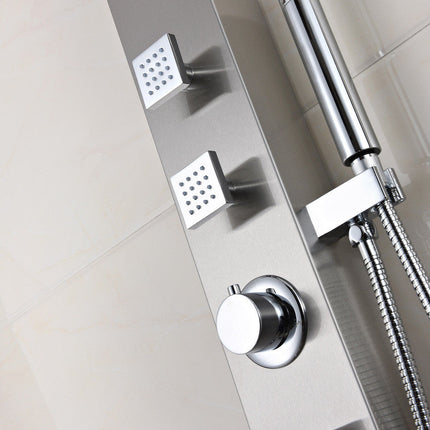 ANZZI Sans 40 in. Full Body Shower Panel with Heavy Rain Shower and Spray Wand in Brushed Steel SP-AZ077 Anzzi