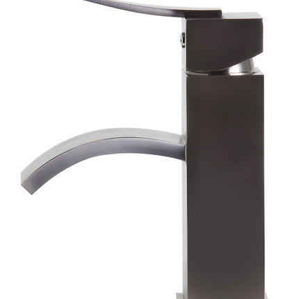 ALFI brand AB1258-BN Brushed Nickel Square Body Curved Spout Single Lever Bathroom Faucet ALFI brand