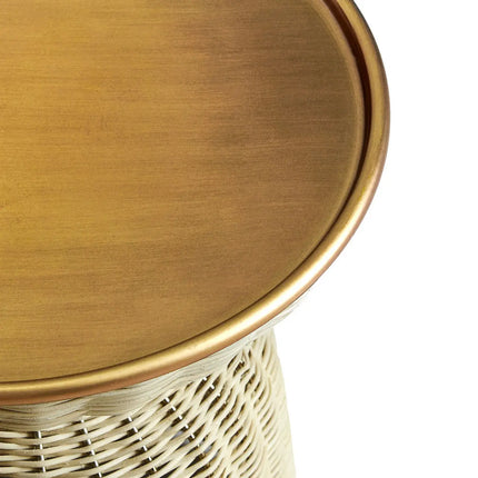 Modway EEI-7189-BBR-NAT Lazaro Round Rattan Side Table - Burnished Brass Natural Modway