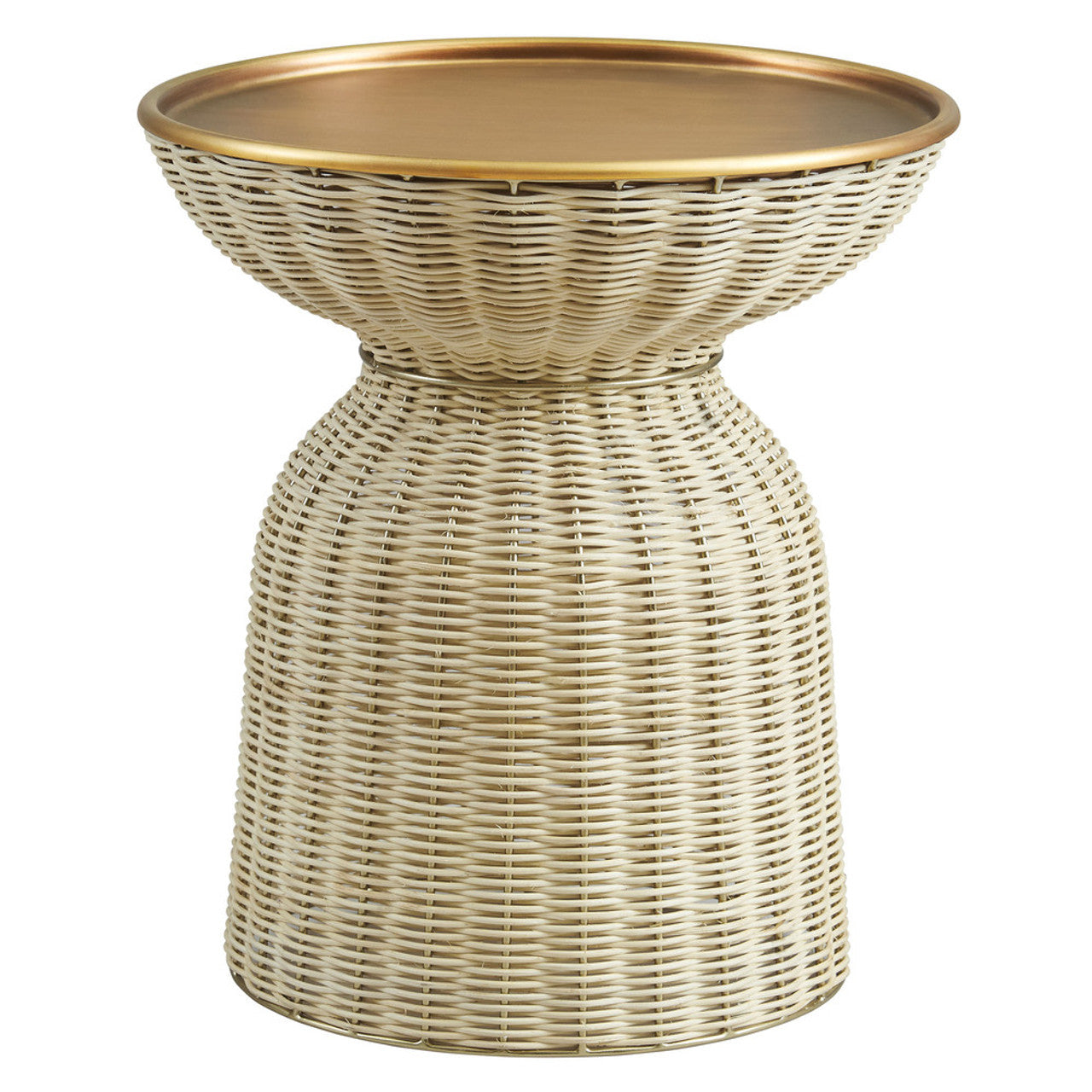 Modway EEI-7189-BBR-NAT Lazaro Round Rattan Side Table - Burnished Brass Natural