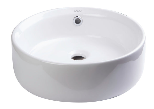 EAGO BA129 16" ROUND CERAMIC ABOVE MOUNT BATHROOM BASIN VESSEL SINK EAGO