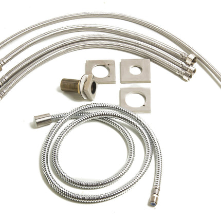 ALFI brand AB2322-BN Brushed Nickel Deck Mounted Tub Filler and Square Hand Held Shower Head Alfi Brand