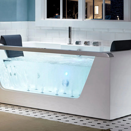 EAGO AM196ETL 6 ft Clear Rectangular Acrylic Whirlpool Bathtub for Two