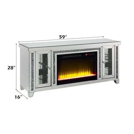 ACME LV00315 Noralie TV Stand with Fireplace  11