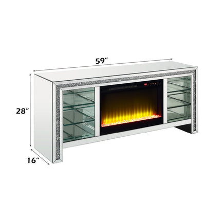 ACME LV00317 Noralie TV Stand with Fireplace  8