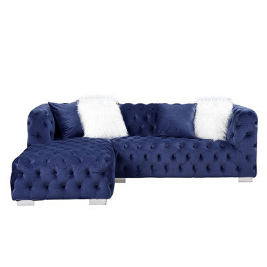 ACME LV00333 Syxtyx Blue Sectional Sofa with 4 Pillow ACME Furniture