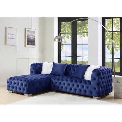 ACME LV00333 Syxtyx Blue Sectional Sofa with 4 Pillow  3