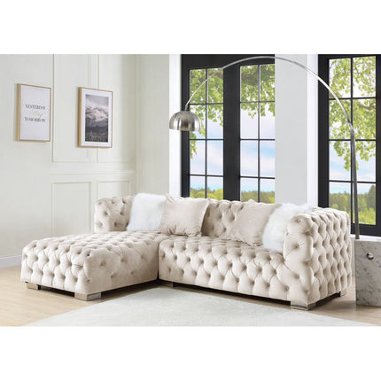 ACME LV00334 Syxtyx Beige Sectional Sofa with 4 Pillow  3