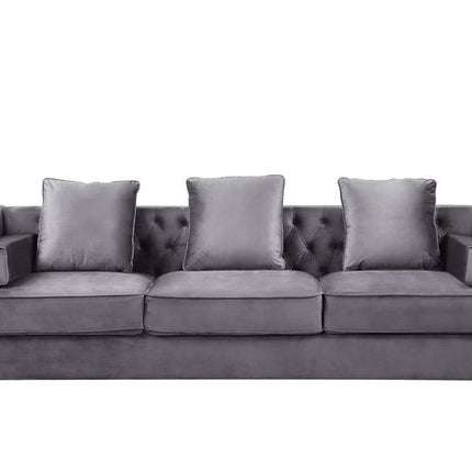 ACME LV00368 Bovasis Light Gray Sofa with 5 Pillow  1