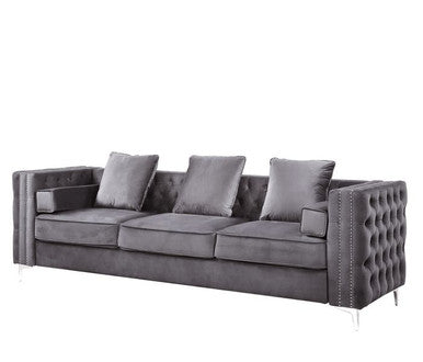 ACME LV00368 Bovasis Light Gray Sofa with 5 Pillow ACME Furniture