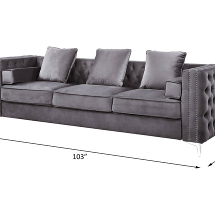 ACME LV00368 Bovasis Light Gray Sofa with 5 Pillow  6