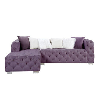 ACME LV00389 Qokmis Purple Sectional Sofa with 6 Pillows ACME Furniture