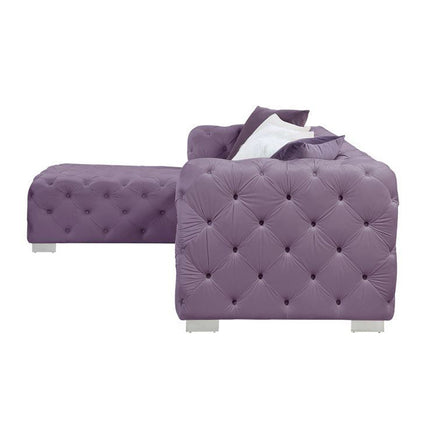 ACME LV00389 Qokmis Purple Sectional Sofa with 6 Pillows  1