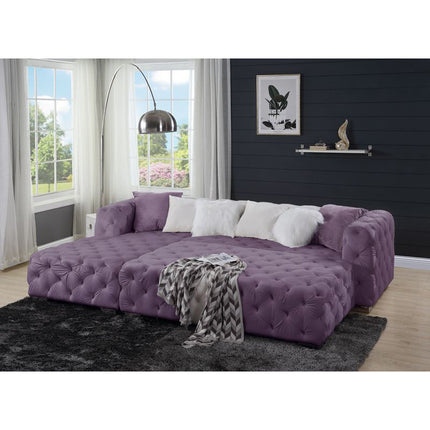 ACME LV00389 Qokmis Purple Sectional Sofa with 6 Pillows  3