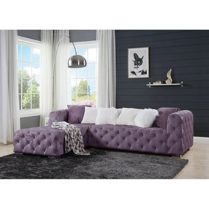 ACME LV00389 Qokmis Purple Sectional Sofa with 6 Pillows  4