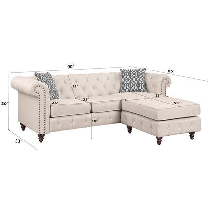 ACME LV00643 Waldina Beige Sectional Sofa  2