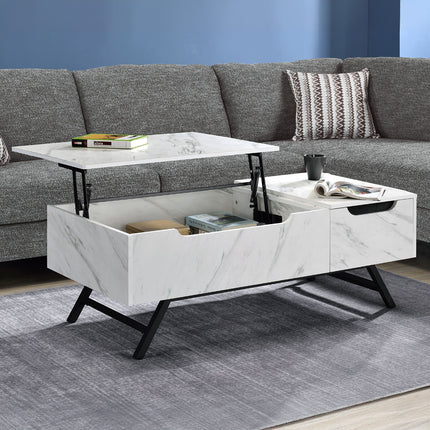 ACME LV00830 Throm White Coffee Table with Lift Top