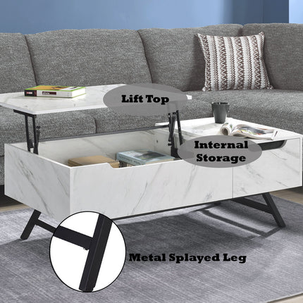 ACME LV00830 Throm White Coffee Table with Lift Top  6