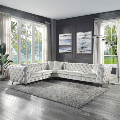 ACME LV01160 Atronia Sectional Sofa with 4 Pillows ACME Furniture