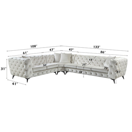 ACME LV01160 Atronia Sectional Sofa with 4 Pillows  8