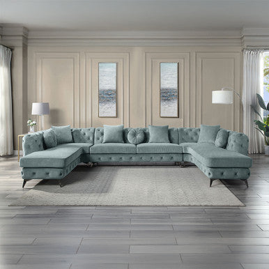 ACME LV01161 Atronia Sectional Sofa with 7 Pillows ACME Furniture