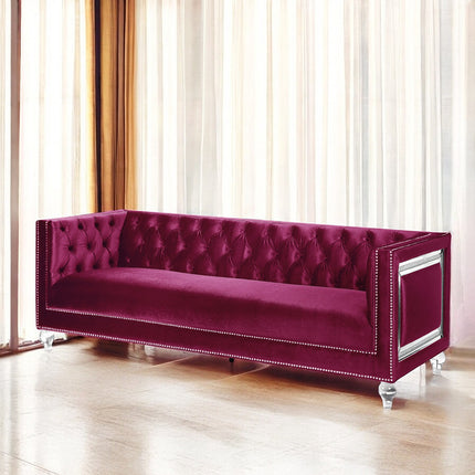 ACME 56895 Heibero Sofa with 2 Pillows, Burgundy Velvet