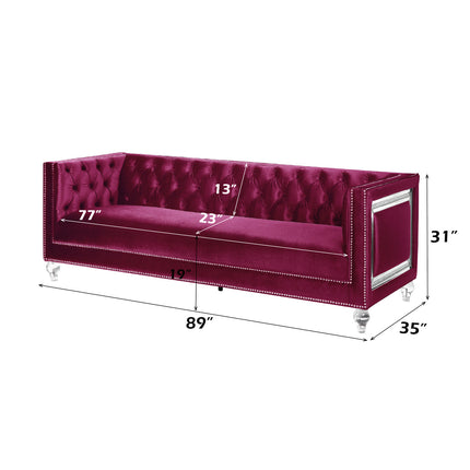 ACME LV01400 Heibero Burgundy Sofa  4