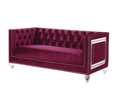 ACME LV01401 Heibero Burgundy Loveseat ACME Furniture